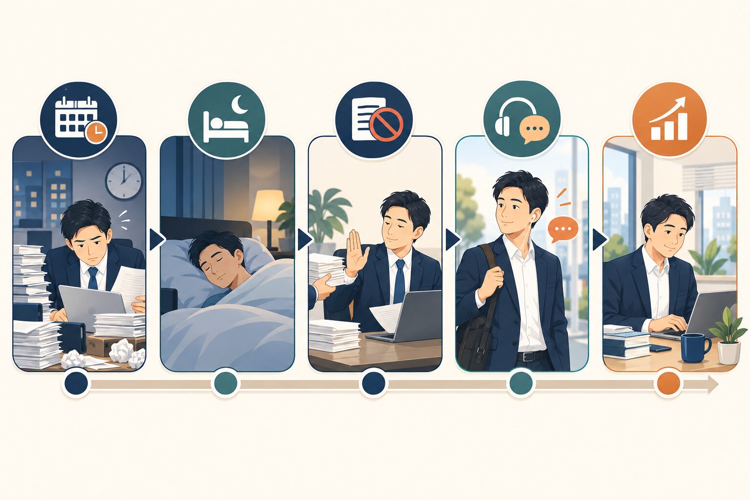 英語コーチング 繁忙期 勉強できないの考え方を整理したイラスト