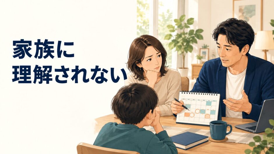 英語コーチングの時間について家族と話す受講者