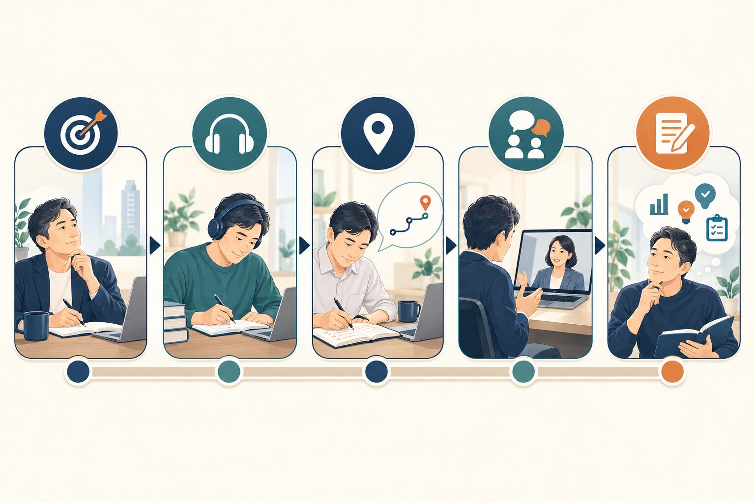 英語コーチング 面談 間隔を整理したイラスト