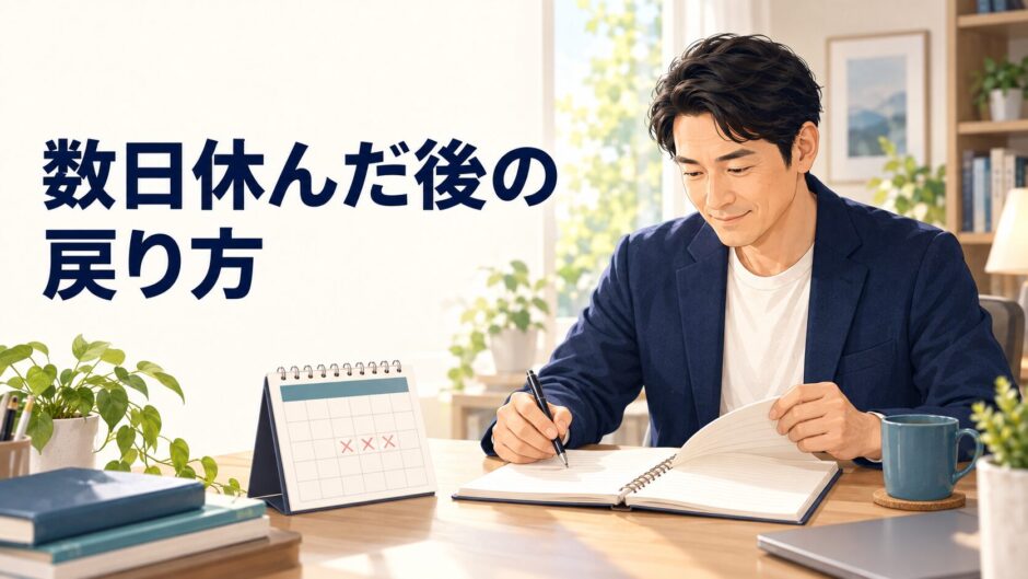 数日休んだ後に英語学習を再開する受講者