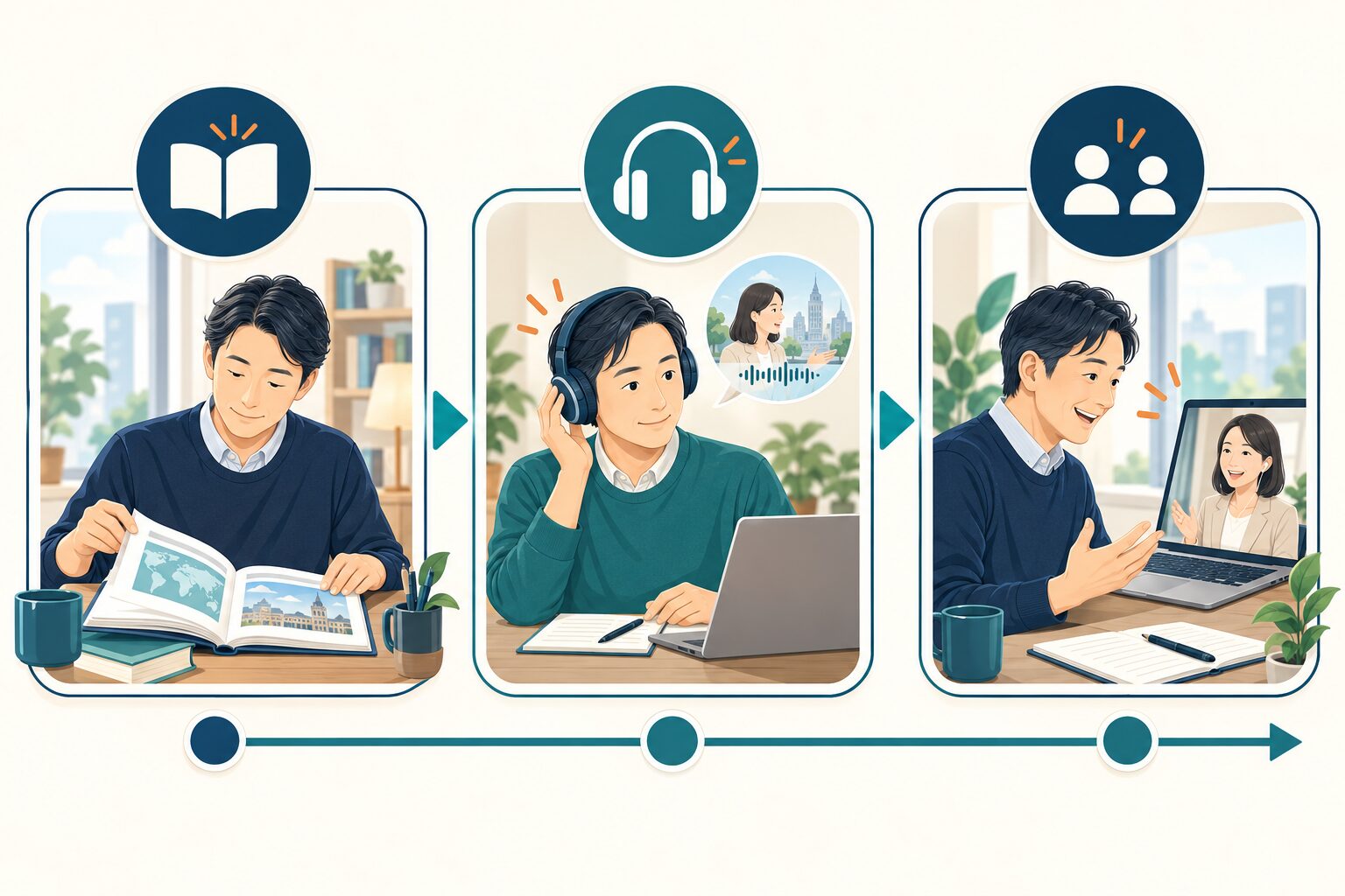 英語学習を数日休んでしまったらを整理するイメージ
