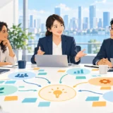 英語会議で意見を整理して合意を確認する日本人ファシリテーター