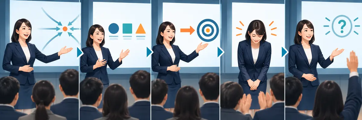 要約から質疑応答へ進む英語プレゼンの締め方