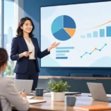 英語でプレゼンをする日本人ビジネスパーソン