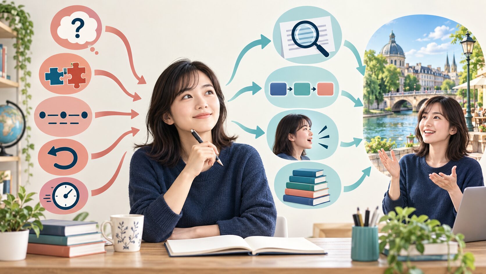 英語が読めない5つの原因から練習法を選ぶ流れ