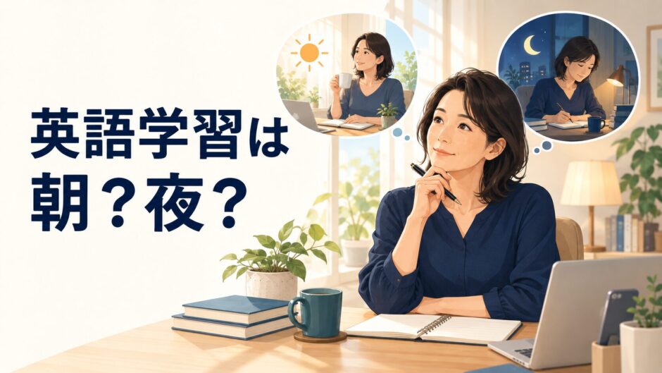 朝と夜の英語学習を比較する受講者