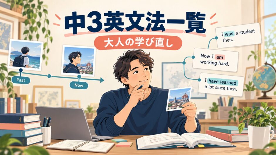 中3英文法一覧を大人が学び直すイメージ