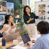 日常の場面から短い英文を組み立てる瞬間英作文クイズに取り組む大人の学習者