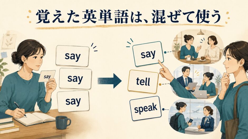 sayの連続練習からsay tell speakを場面に応じて選ぶ練習への移行