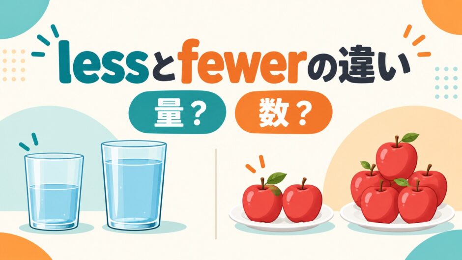 lessとfewerの違いを量と数で示すアイキャッチ