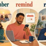 remember・remind・recallの違いを表す記憶のイラスト