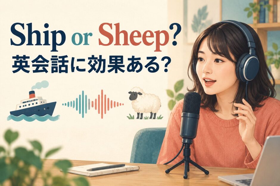Ship or Sheep?で似た英語の母音を聞き分け発音練習する女性