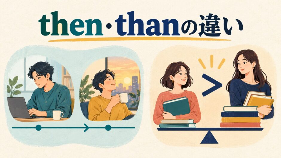 then・thanの違いを表すアイキャッチ画像