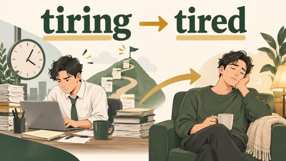 tiringが疲れを起こしtiredが疲れを感じる違い