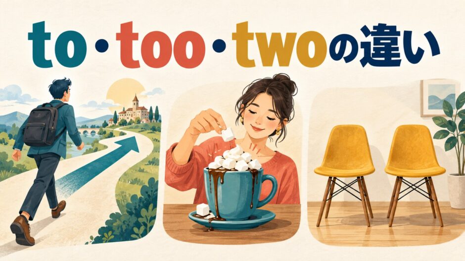 to・too・twoの違いを表すアイキャッチ画像