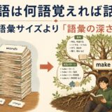 英単語の語彙サイズと語彙の深さを比較するアイキャッチ