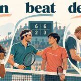 win・beat・defeatの違いを表すスポーツのイラスト